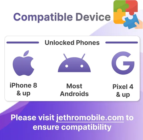 Miniatura 7 de Jethro Mobile Plan prepago – 30 días de conversación y texto ilimitados + 10 GB de datos de alta velocidad Funciona con iPhone, Android