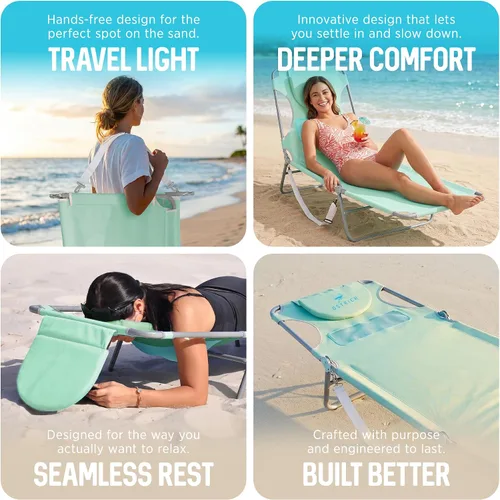 Miniatura 7 de Ostrich The Ladies - Tumbona cómoda con soporte para el pecho, plegable y portátil reclinable para exteriores, patio, playa, césped, camping, Verde
