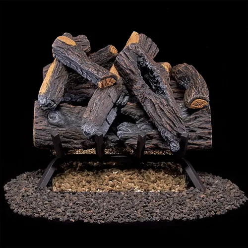 Miniatura 8 de Duluth Forge Juego de troncos para chimenea de gas natural ventilado, 18 pulgadas, 45,000 BTU, luz de fósforo, roble del corazón - Modelo # FNVL18-1