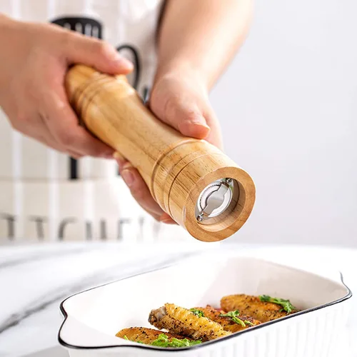 Miniatura 2 de Molinillo de pimienta de madera recargable, molinillo de pimienta, juego de molinillo de sal y pimienta ajustable, accesorios de cocina, molinillo