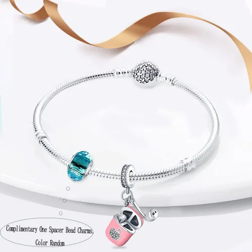 Miniatura 114 de LNQOBU Happy Life - Colgante para pulseras de abalorios, plata de ley 925 para mujer (con un espaciador de cuentas)
