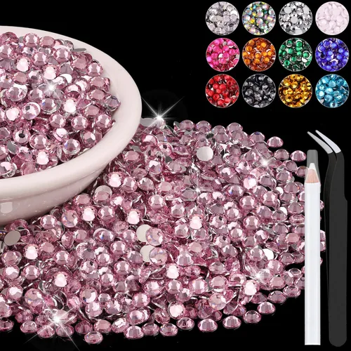 Miniatura 44 de 12000 diamantes de imitación de resina de 0.079 pulgadas a granel para manualidades (transparente), cristales deslumbrantes con parte trasera plana