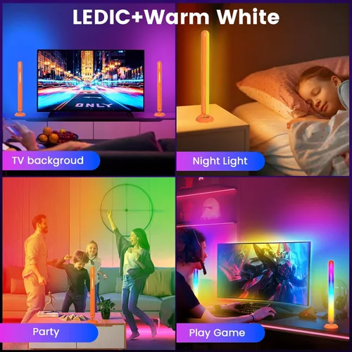 Miniatura 9 de Barras de luz LED inteligentes, retroiluminación Borllyem LEDIC+WW para TV con cuentas de luz dobles, control de aplicación, control remoto RF