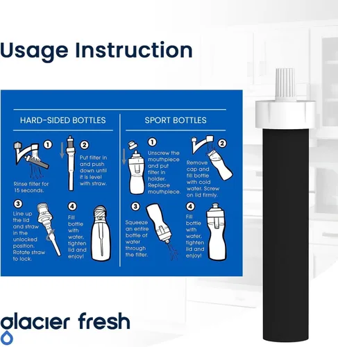 Miniatura 7 de GLACIER FRESH Filtros para botella de agua, repuesto para Brita BB06, Brita Hard Side y Sport Water Bottle Filter, 6