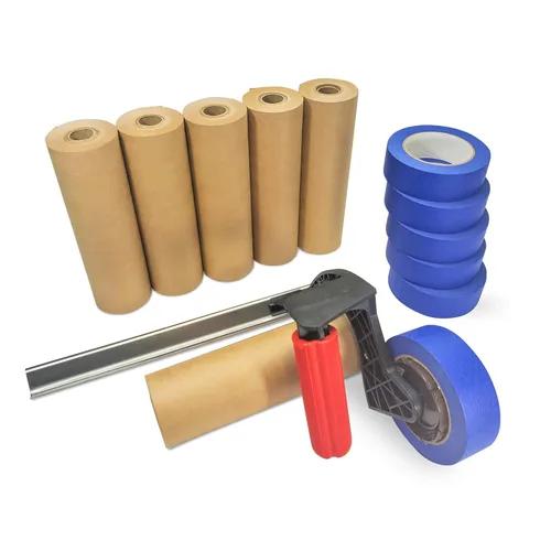 Miniatura 8 de IDL Packaging Kit de enmascaramiento - Papel de enmascarar marrón de 9 pulgadas x 60 yardas (6 rollos) y cinta blanca de 1.41 pulgadas x 60 yardas