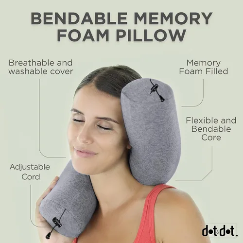 Miniatura 2 de Dot&Dot Almohada de viaje de espuma viscoelástica para aviones - Almohada de viaje para dormir - Almohada de avión para soporte de cuello, barbilla