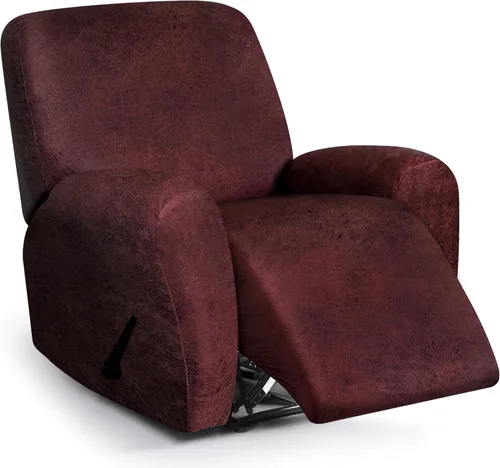 Miniatura 22 de ANARACHON Fundas para sillas reclinables con aspecto de cuero, funda elástica de 4 piezas, funda suave para silla reclinable, protector de muebles