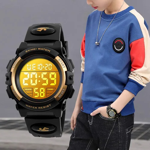Miniatura 8 de Reloj digital deportivo impermeable para niños, reloj despertador de 1224 H, cronómetro, calendario de 3 a 15 años, reloj de pulsera para niños