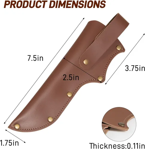 Miniatura 2 de Mora - Funda para cuchillo, funda de cuchillo de cuero marrón para cinturón con lazo de transporte vertical para cinturón, funda gruesa