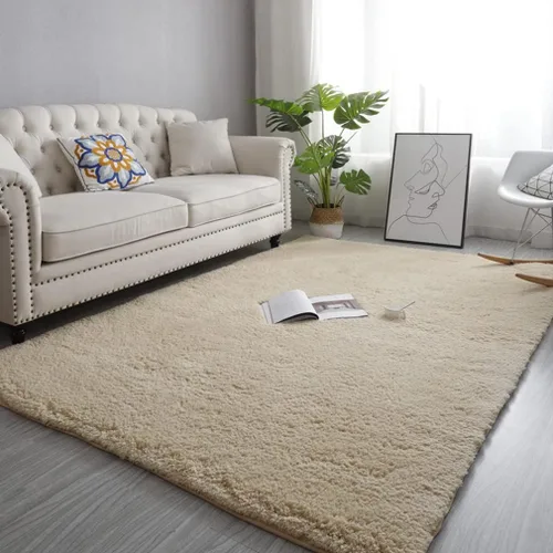 Alfombra cómoda de terciopelo de cordero suave de lujo, alfombra Simpe para mesita de noche, dormitorio, sala de estar, alfombra de color sólido