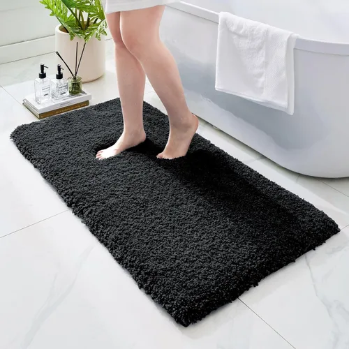 Miniatura 10 de Alfombras de baño antideslizantes, lavables, ultra gruesas, suaves, de microfibra absorbente, de látex de espuma de alta densidad, con respaldo Beige