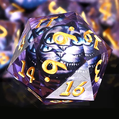 Miniatura 2 de Dados de borde afilado DND, juego de dados de globo ocular DND, dados de ojo de dragón de núcleo líquido para juegos de mesa