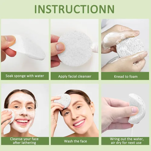 Miniatura 7 de Beieverluck 300 esponjas faciales comprimidas para limpieza de celulosa natural, esponja facial desechable, esponja de spa para limpieza facial