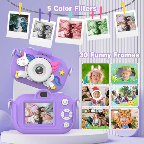 Miniatura 5 de Cámara para Niños Juguetes para Niños Pequeños para Niñas y Niños de 3-12 Años, Cámara de Video Digital para Niños, Regalos de Juguetes de Navidad