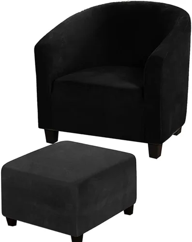 Miniatura 9 de XMNTG Fundas de terciopelo elástico para sillas de bañera, fundas para sillas de club, fundas redondas para sillas de barril, protector de muebles