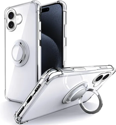 Miniatura 8 de Silverback Funda transparente diseñada para iPhone 15 con soporte de anillo, protección que absorbe los golpes, a prueba de golpes, funda
