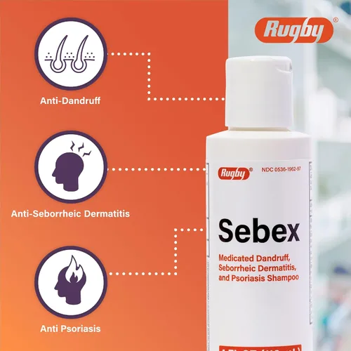 Miniatura 3 de Rugby Sebex - Champú medicado para la caspa para mujeres y hombres, 2% de azufre y 2% de ácido salicílico, champú anticaspa, ayuda con los síntomas