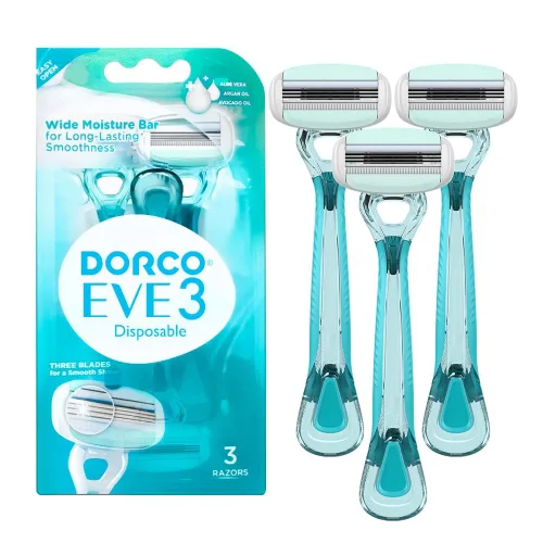 EVE 3 - Maquinillas de afeitar desechables para mujer, barra ancha de humedad, 3 cuchillas para un afeitado suave (1 paquete (3 unidades)
