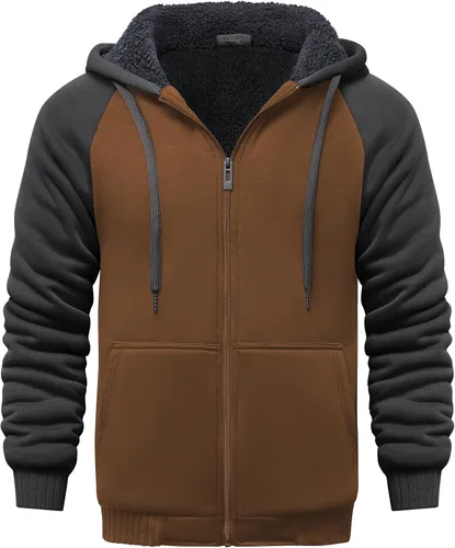 Miniatura 77 de GEEK LIGHTING Sudadera con capucha y cremallera para hombre, forro polar, chaqueta gruesa con capucha para invierno, cálida sudadera atlética