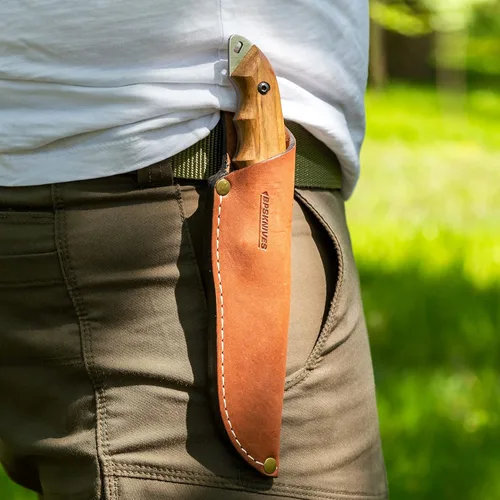 Miniatura 6 de BPSKNIVES HK4 SSH - Cuchillo de acero inoxidable de hoja fija - Cuchillos de espiga completa con funda de cuero - Cuchillos de campamento tácticos