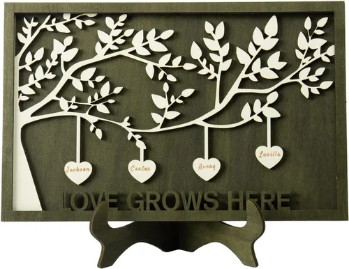 Miniatura 35 de Joyforisa Regalos para mamá y abuela, marco personalizado del árbol de la vida con corazones y nombres, marco de árbol familiar de madera Estilo 1