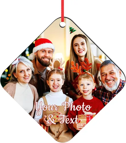 Miniatura 33 de Paquete de 4 adornos de Navidad personalizados 2025 de cerámica personalizada con foto y texto para decoración de árbol de Navidad, primera Navidad