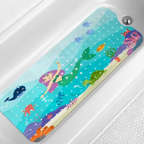 Miniatura 10 de LNOND Alfombra de baño para niños, alfombrilla de baño con diseño de tiburones marinos, alfombrillas de baño antideslizantes para niños
