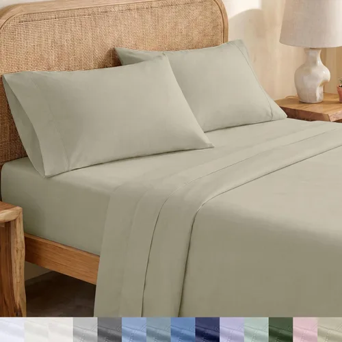 Miniatura 23 de California Design Den Sábanas King con Rayas, 100% Algodón Orgánico Percal, Juego de Sábanas de Bolsillo Profundo King y Fundas de Almohada - Raya