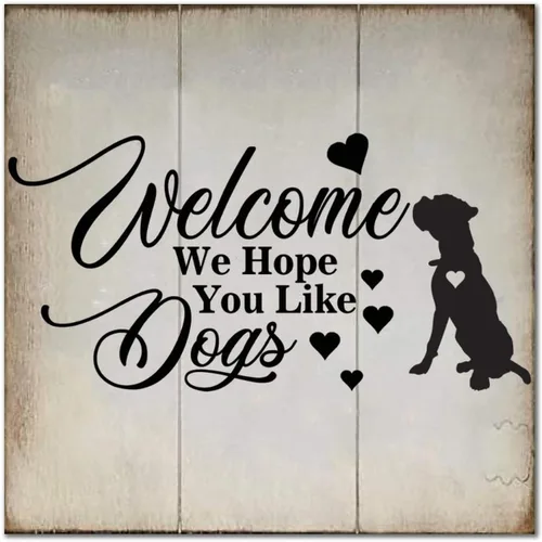 Miniatura 7 de Welcome We Hope You Like American Bully Dog - Letrero de madera clásico para pared, decoración de madera para el hogar, casa de campo, placa