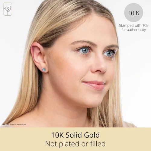 Miniatura 2 de Tienda Collection 10k White Gold Princess Cut November Birthstone Citrine Square Stud Earrings for Women