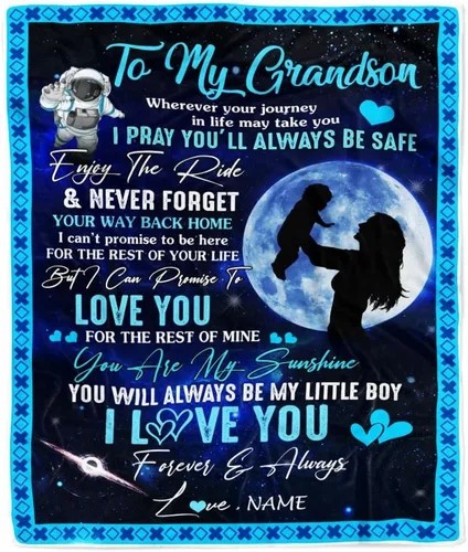 Miniatura 34 de Manta personalizada con texto en inglés «To My Grandson from Grandma Grandpa You Will Never Lose Lion Nison», manta de forro polar personalizada