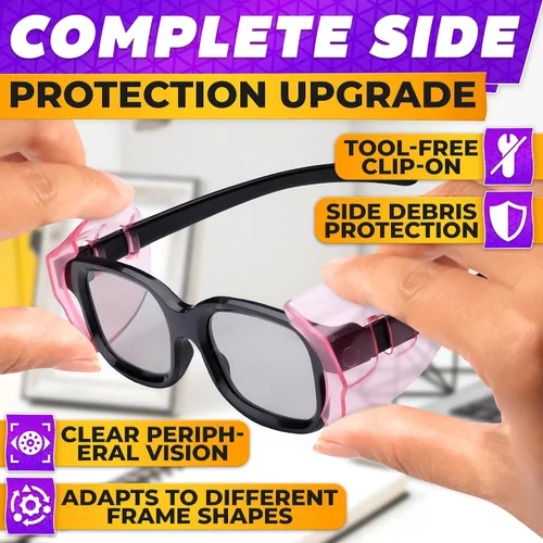 Miniatura 4 de BURIUS Protectores laterales de seguridad para lentes con clip – Se ajustan al 98% de las gafas Protecciones ligeras de laboratorio para 3