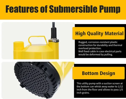 Miniatura 5 de El kit de descarga del calentador de agua sin tanque incluye bomba de sumidero sumergible de 1/6 HP con dos adaptadores y cubo de 3 galones