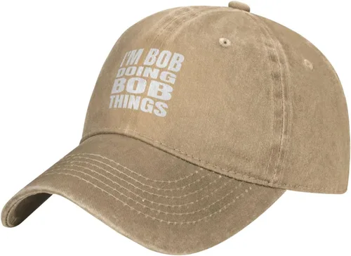 Miniatura 12 de Gorra de béisbol con texto en inglés "I'm Bob Doing Bob Things Distressed Dad", gorra de béisbol para hombre de los años 90, de mezclilla lavada