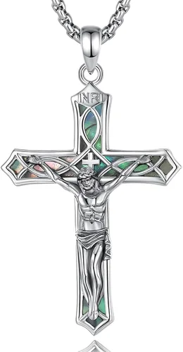 Miniatura 63 de Vito Collar de plata de ley 925 para mujeres y hombres, San Benito, crucifijo, Caravaca, San Cristóbal, San Judas, medalla patronal, amuleto