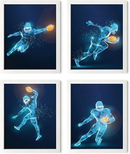 Miniatura 21 de Impresiones artísticas de fútbol americano para pared, juego de 5 (8x10) carteles de fútbol americano sin marco, decoración de sala de fútbol Niños