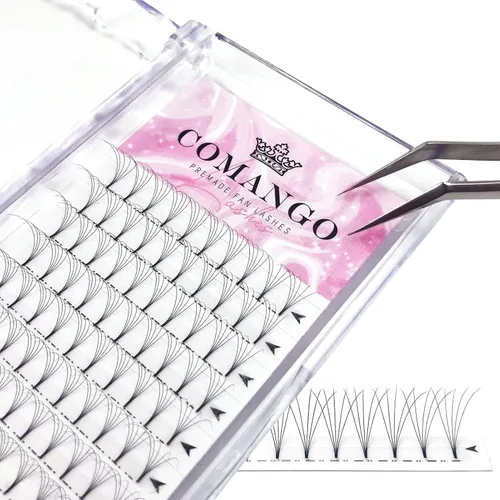Miniatura 54 de CoMango Extensiones de pestañas de volumen 3D/4D/5D/6D/10D, grosor de 0.003 in, rizo C/D, tallo corto de 0.315-0.591 in, extensiones de pestañas