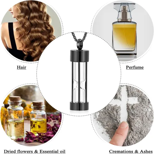 Miniatura 5 de Oinsi Eternity Memory - Collar de urna de reloj de arena para cremación, colgantes de joyería para mujeres y hombres, caja de regalo + kits