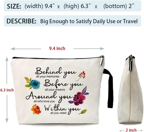 Miniatura 4 de Behind You All Your Memories - Divertida bolsa de cosméticos para artículos de aseo de viaje, bolsa de almacenamiento con cremallera, bolsa