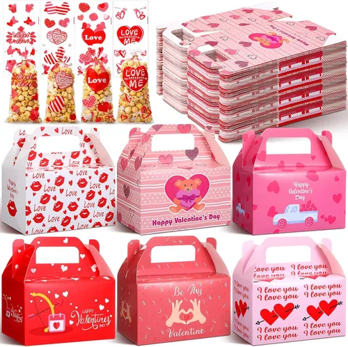 Miniatura 10 de ReliThick Paquete de 80 cajas de golosinas de Halloween con bolsas de celofán, cajas de dulces de galletas para golosinas de fantasma, bolsa