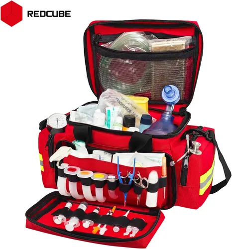 Miniatura 7 de REDCUBE Bolsa de emergencia – Bolsas de primeros auxilios vacías – Bolsa de primeros auxilios para traumas, kit profesional de múltiples Rojo