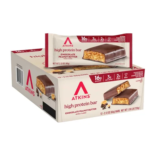 Miniatura 9 de Atkins Barrita de yogur griego de arándanos y fresas con alto contenido de proteínas, alta fibra, apta para dieta cetogénica, 12