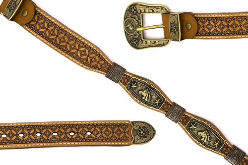 Miniatura 5 de West Star Concho Rodeo Cowboy - Cinturón de piel auténtica