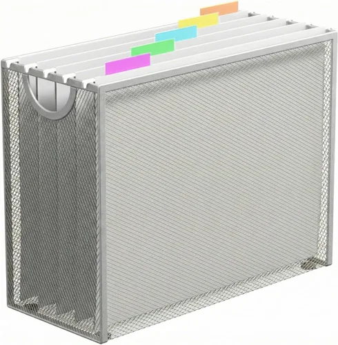 Miniatura 10 de Organizador de Archivos Colgantes, Portaarchivos Tamaño Carta Caja de Archivo con 5 Carpetas Colgantes, Almacenamiento de Carpetas de Archivos