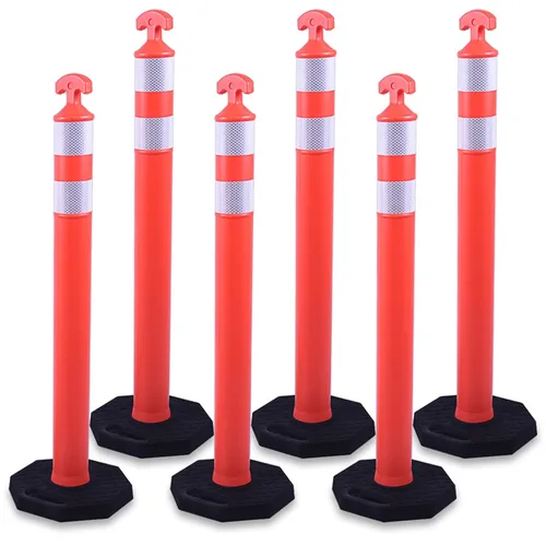 Miniatura 9 de BESEA 6 Pack 36" Traffic Delineator Cones with Water-Fillable Base, Orange Reflective Safety Delineator Posts for Construction, Parking Lots, Road