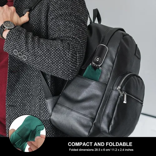Miniatura 53 de LEAGERA Paraguas de viaje compacto para bolso, mango plano, impermeable para lluvia ligera