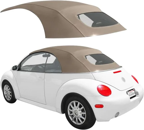 Tejado convertible de reemplazo Sierra Auto Tops para Volkswagen Beetle 2003-2010, apertura manual, lona alemana A5, crema