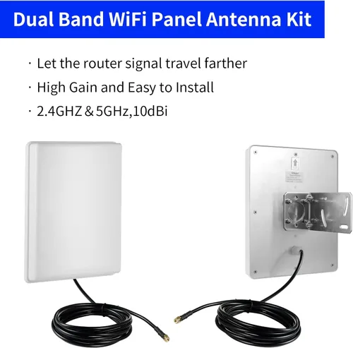 Miniatura 3 de 10dBi Antena WiFi de largo alcance de doble banda 2.4GHz 5GHz de fibra de vidrio para enrutador WiFi PCI-E Tarjeta de red Repetidor Cámara IP