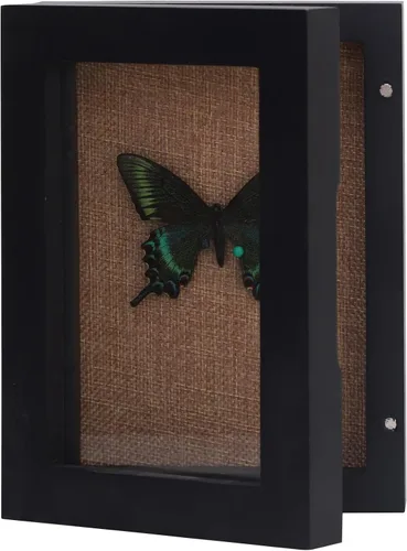 Caja de sombra de 5 x 7, tamaño de pantalla de 4 x 6 pulgadas, marco de caja de sombra con ventana de cristal, vitrina pequeña con bisagra, mini