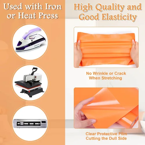 Miniatura 5 de Flasoo Rollos de vinilo de transferencia de calor, vinilo HTV para planchar de 12 pulgadas x 24 pies para camisas, compatible con todas las máquinas